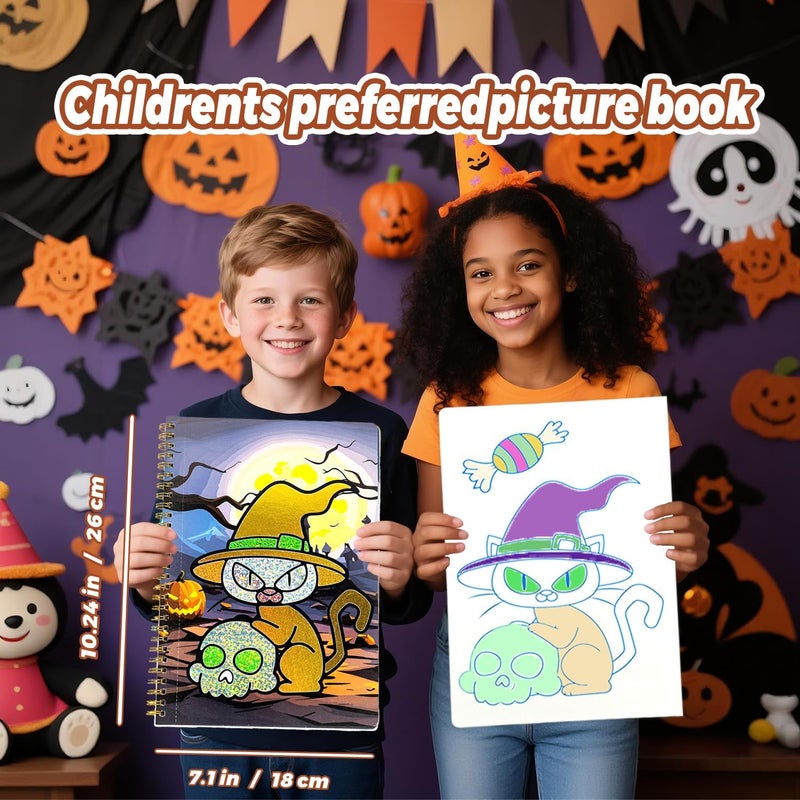 NaTuGi Foil Art Fun for Kids - Halloween Theme Arts and Crafts Kits，Kids Fun Art Supplies ，Creative Birthday Gift ，Travel Toys，Suitable for Girls and Boys Craftikit (Halloween) - Image 4